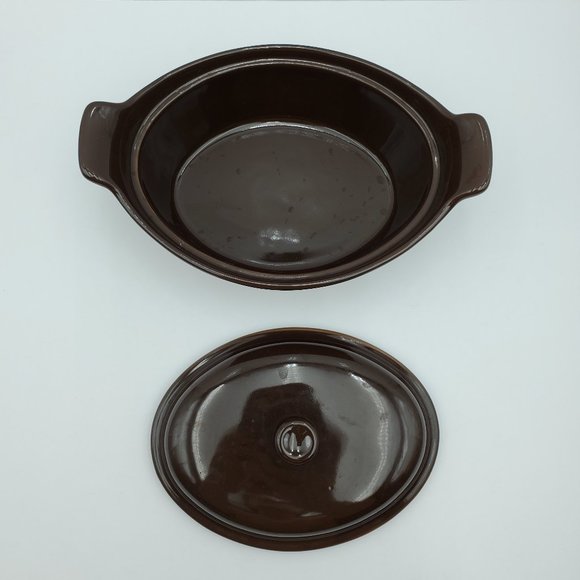 Longaberger Woven Traditions Chocolate Brown Small Oval Casserole Baking Dish - Picture 4 of 7